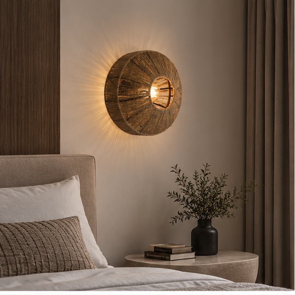 Artisanal Woven Jute Wall Sconce