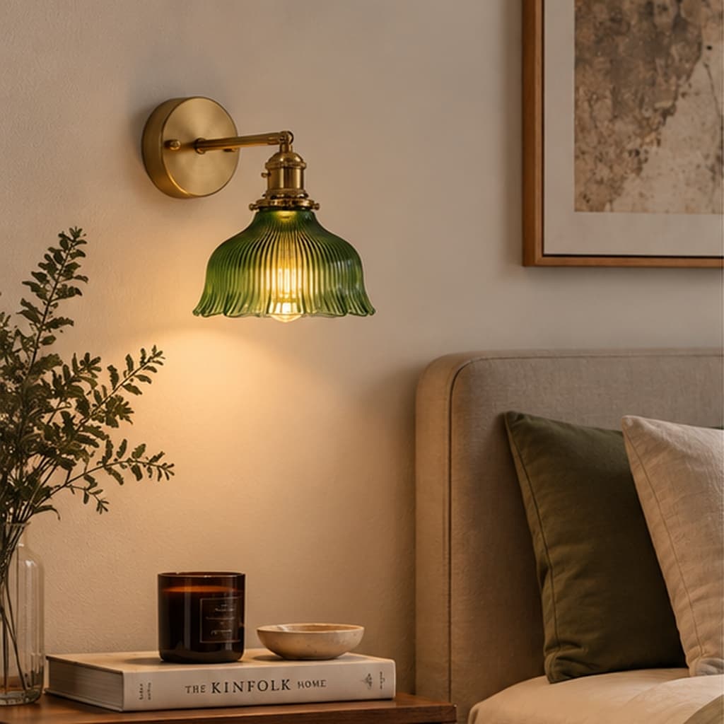Verdant Ribbed Glass Wall Sconce