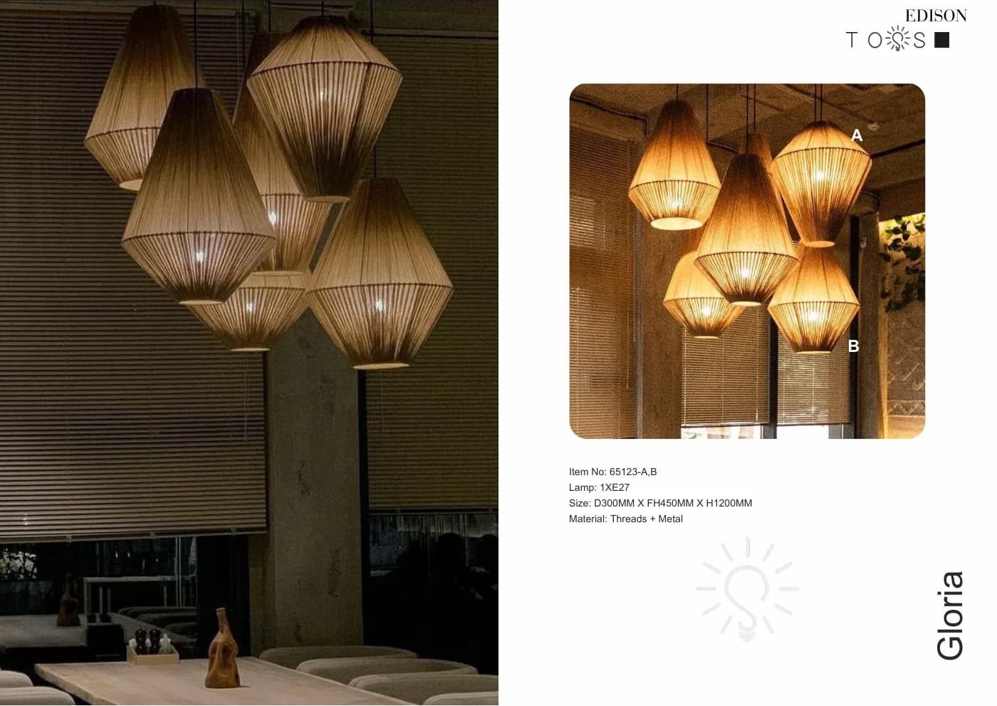 The Gloria cluster of thread pendants, from the Tossa catalogue