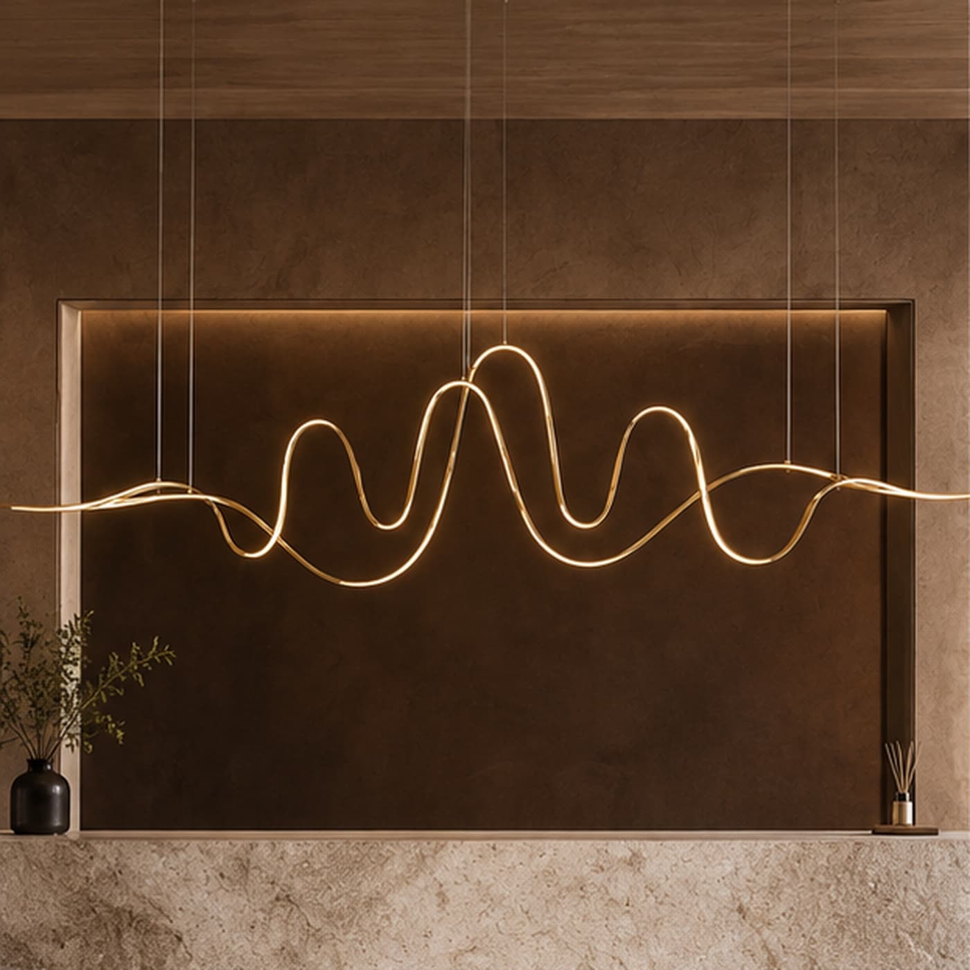Lyra Sculptural Wave Ribbon Pendant