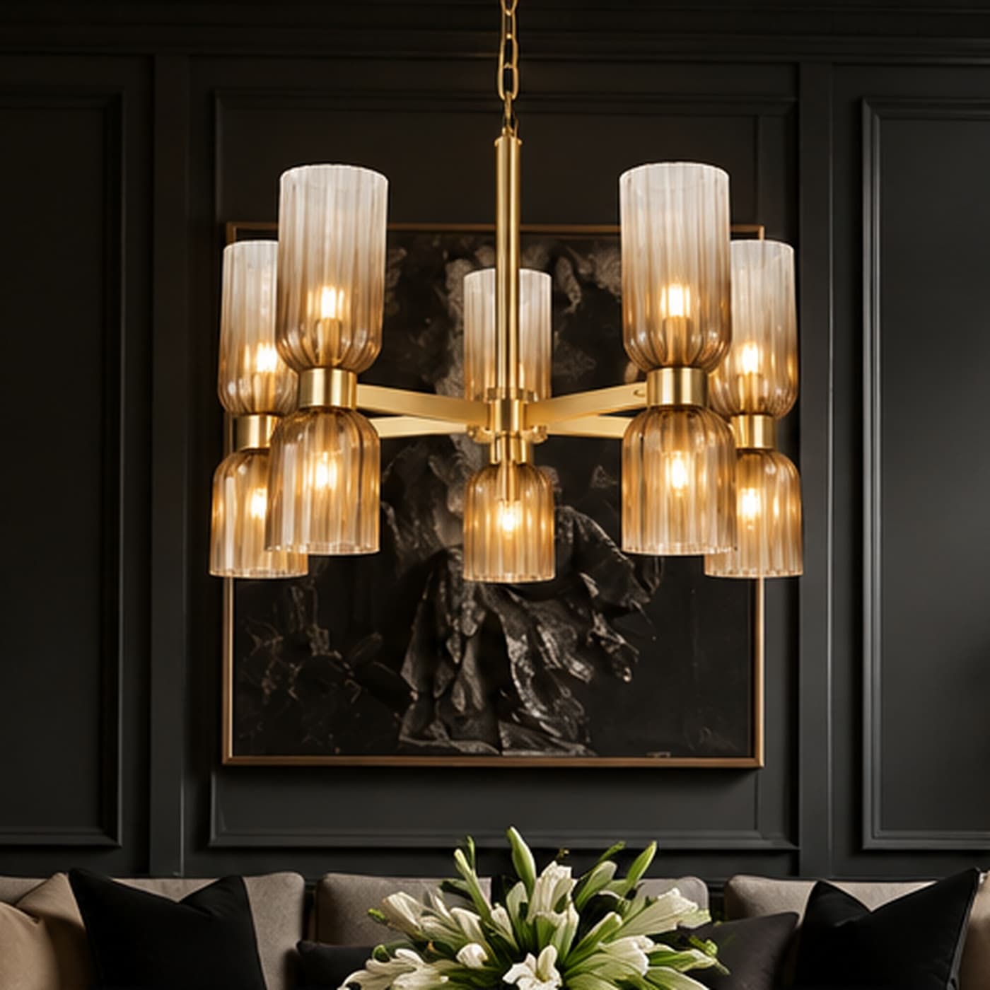 Aethel 10-Light Brass Chandelier