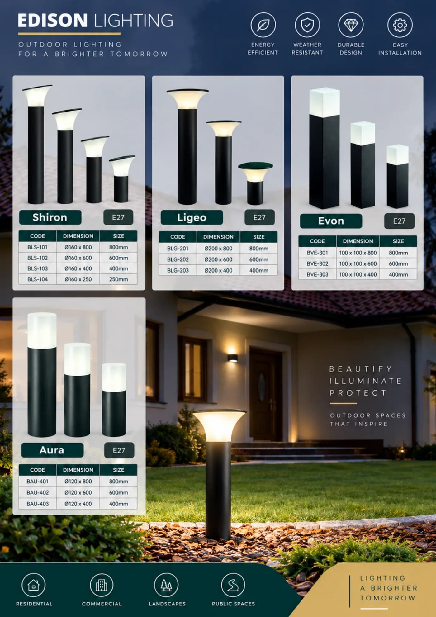 Bollard families from the outdoor catalogue