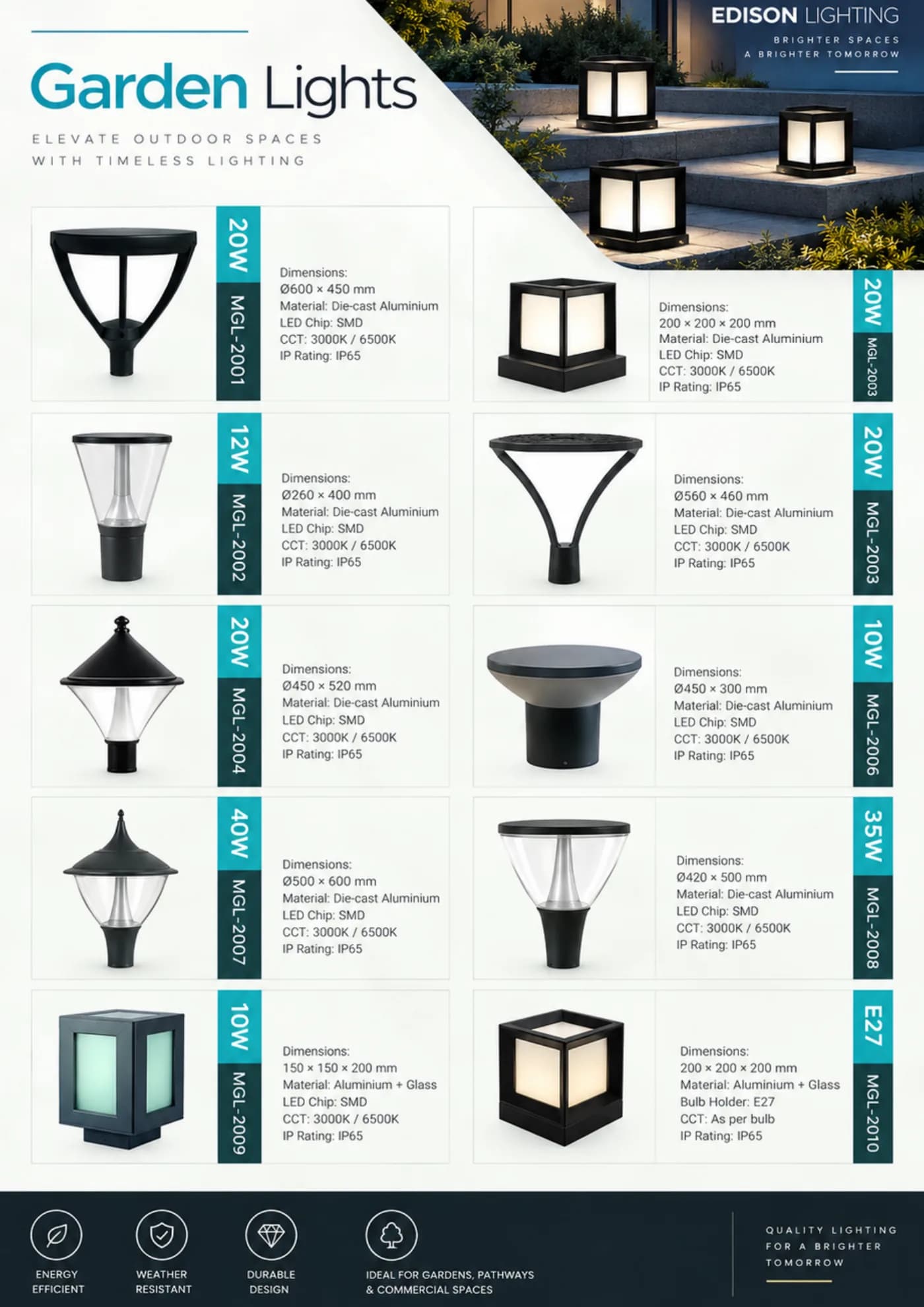 Garden lighting page from the outdoor catalogue
