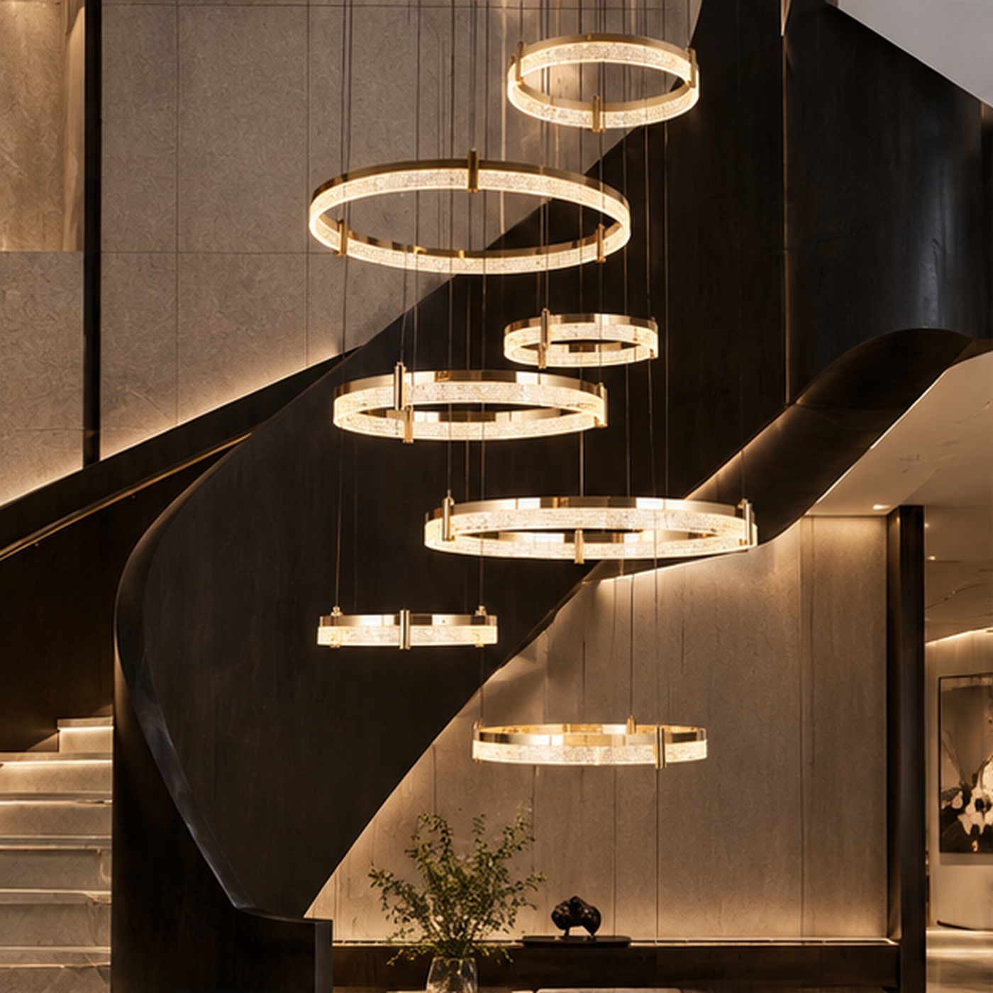 Aurum Cascading Tier Ring Chandelier