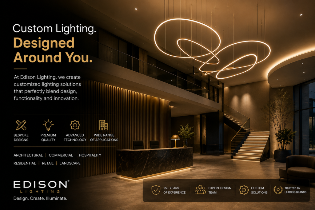 Luxury modern interior showcasing architectural and ambient LED lighting by Edison Lighting